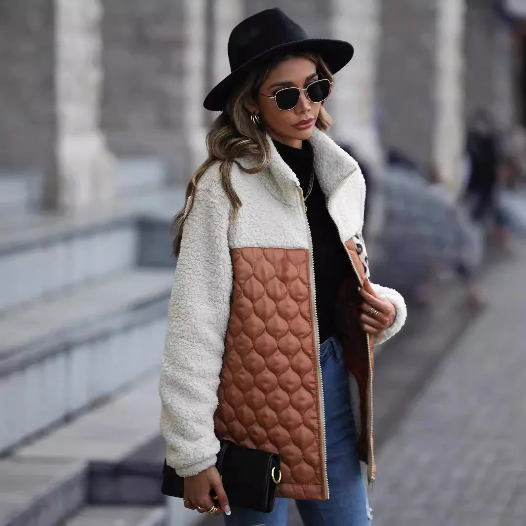 Women's Collared Winter Quilted Jacket | Zip Up