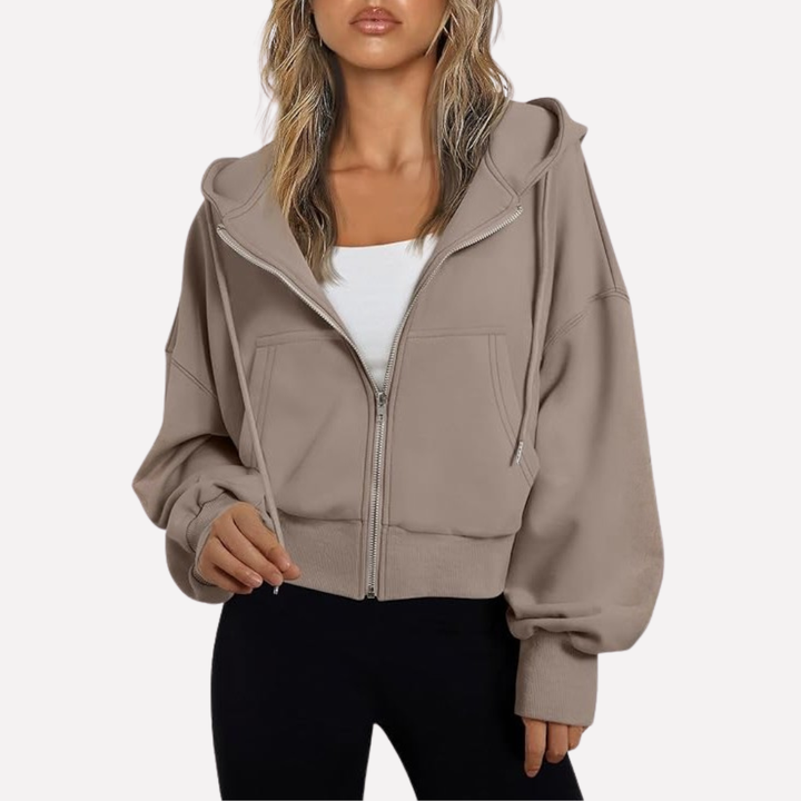 Women's Winter Oversized Zip Up Hoodie | Cropped