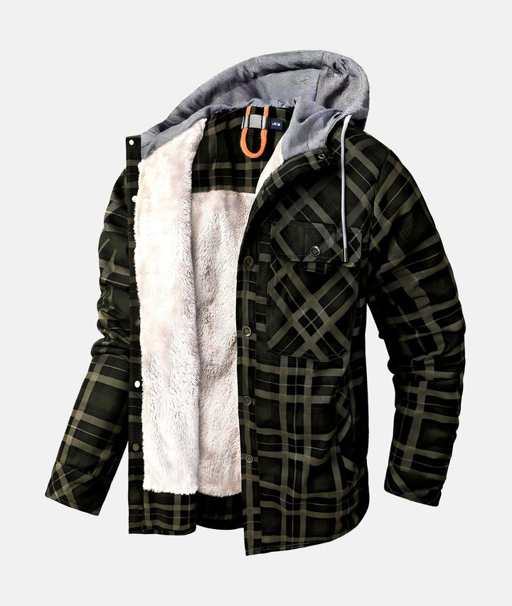 Men's Winter Hooded Shirt Jacket | Plaid