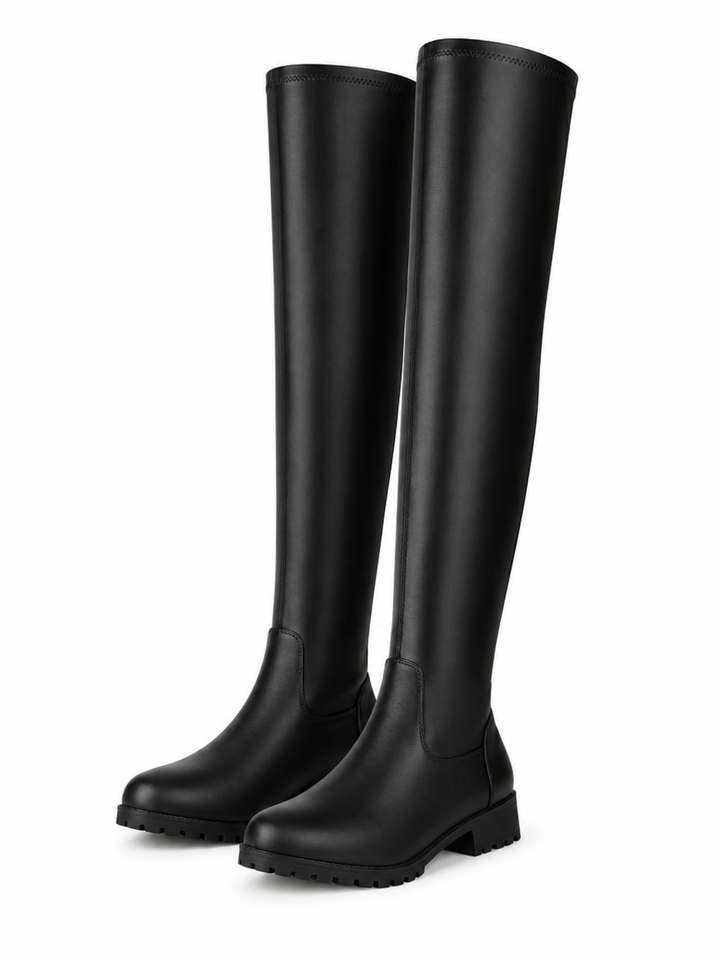 Women's Zip Over the Knee Boots | Low Heel