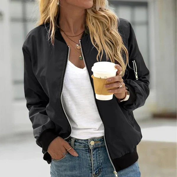 Women's Classic Bomber Jacket | Front Zipper