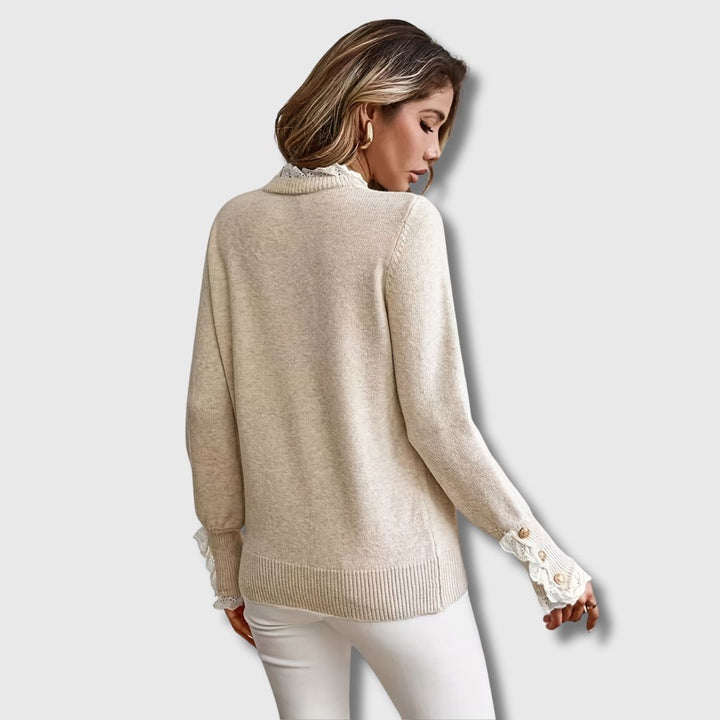 Women's Frill Trim Knit Jumper | Contrast Cuff