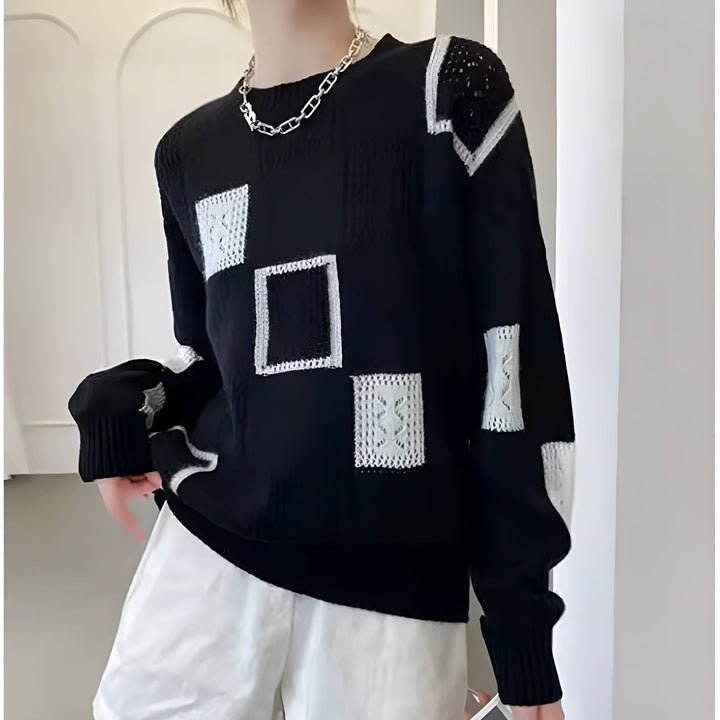 Women's Patchwork Textured Jumper | Colour Block