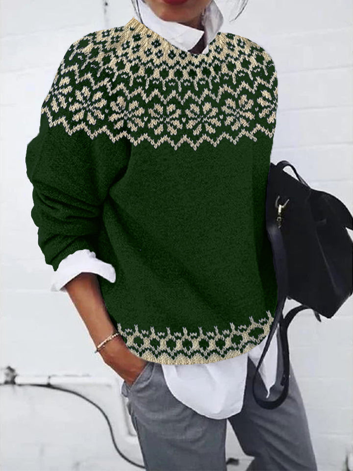 Women's Fair Isle Crew Neck Knit Jumper | Oversized