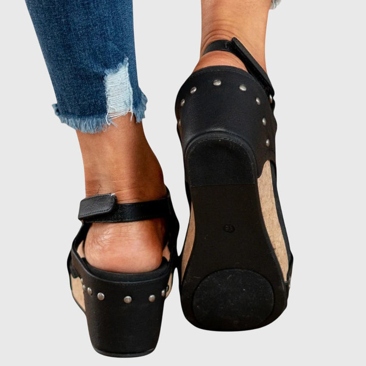 Women's Peep Toe Wedge Ankle Strap Sandals | Hook and Loop