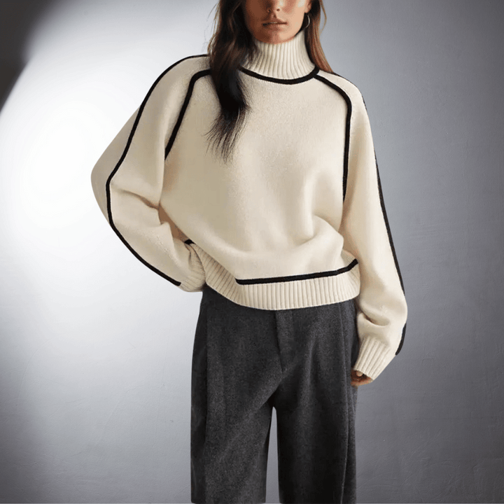 Women's Contrast Turtleneck Jumper | Raglan