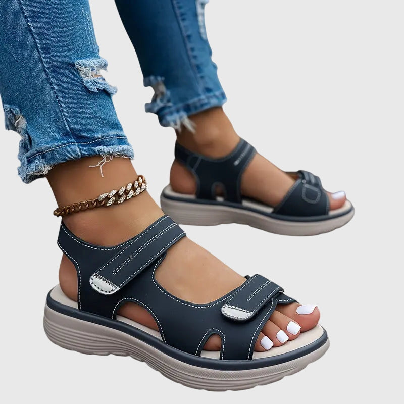 Women's Cutout Hook and Loop Sandals | Ankle Strap