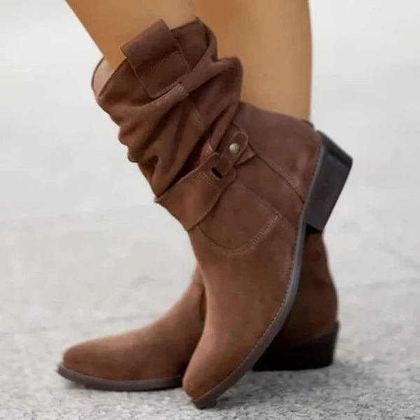 Women's Pointed Toe Slouch Ankle Boots | Block Heel