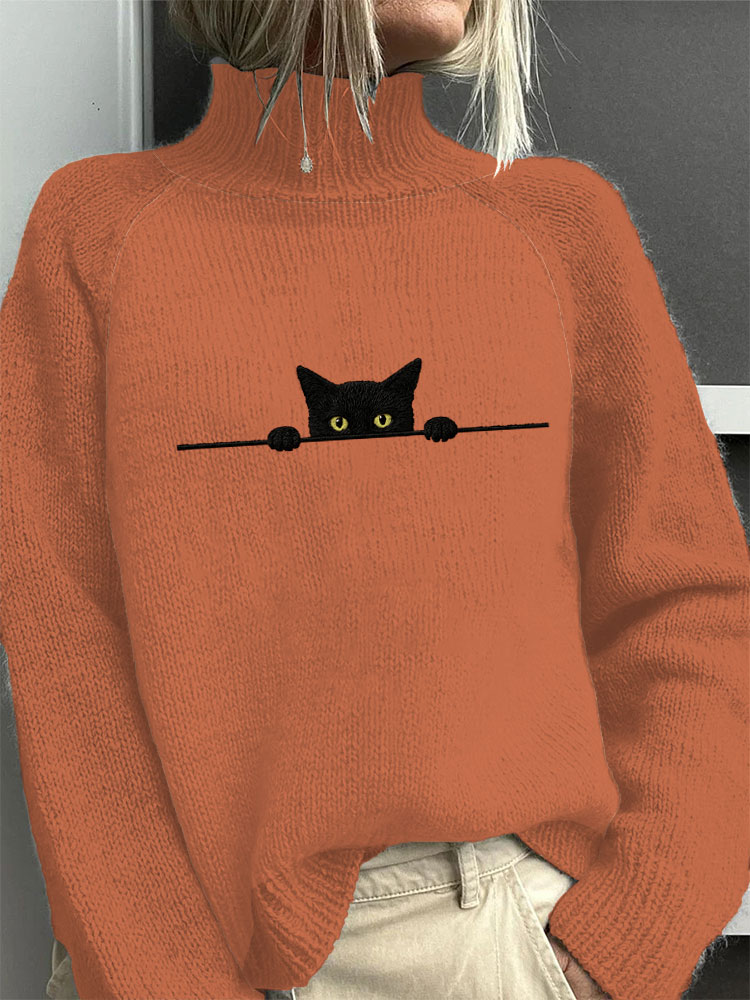 Women's Winter Knit Turtleneck Jumper | Graphic