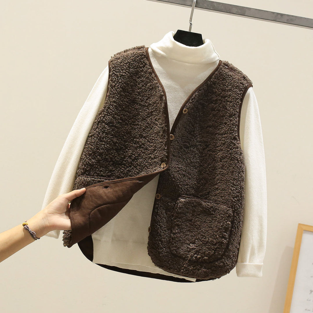 Women's Textured Button Front Vest | Cropped