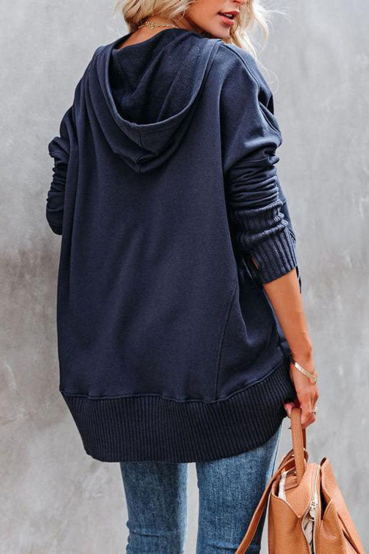 Women's Hooded Button Placket Sweatshirt | Casual
