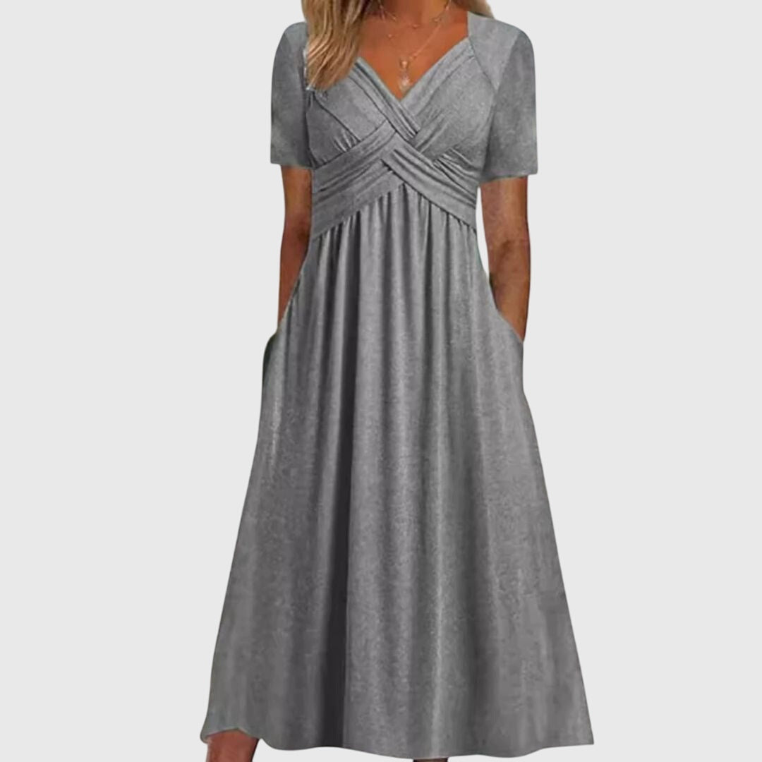 Women's Elegant Wedding Guest V-Neck Wrap Style Dress | Midi