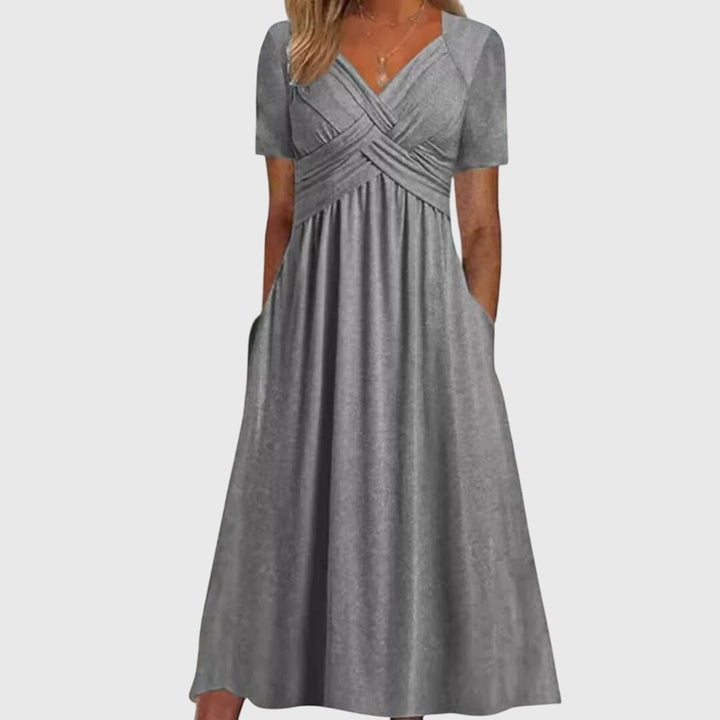 Women's Elegant Wedding Guest V-Neck Wrap Style Dress | Midi