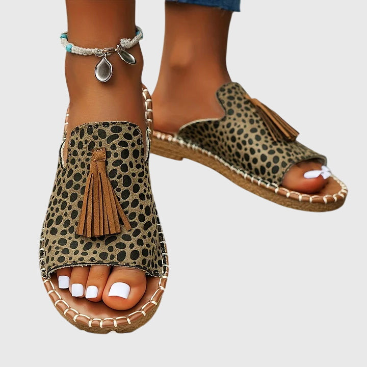 Women's Vintage Boho Tassel Detail Flat Sandals | Slip On