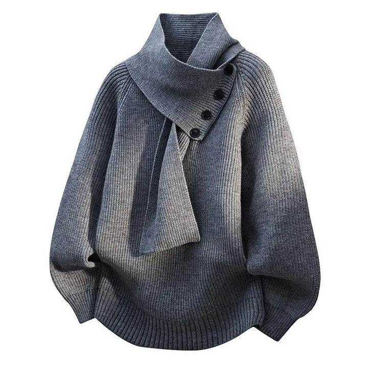 Women's Asymmetric Collar Jumper | Scarf Detail