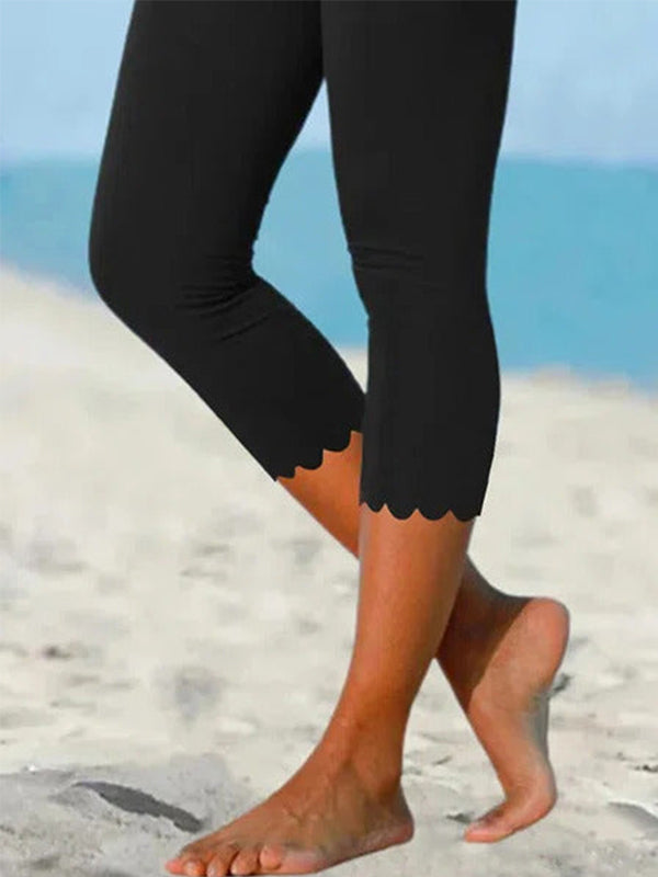 Women's Summer Capri Leggings | Scalloped Hem