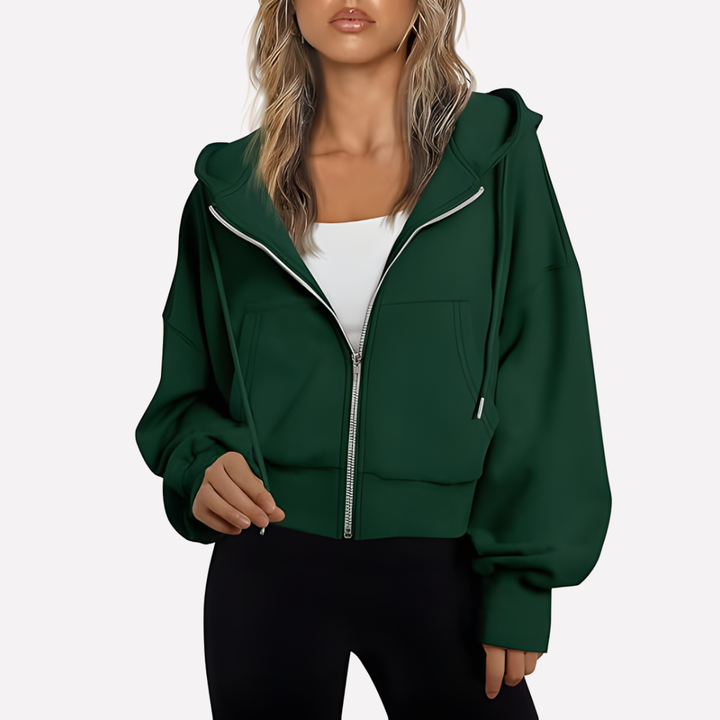 Women's Winter Oversized Zip Up Hoodie | Cropped