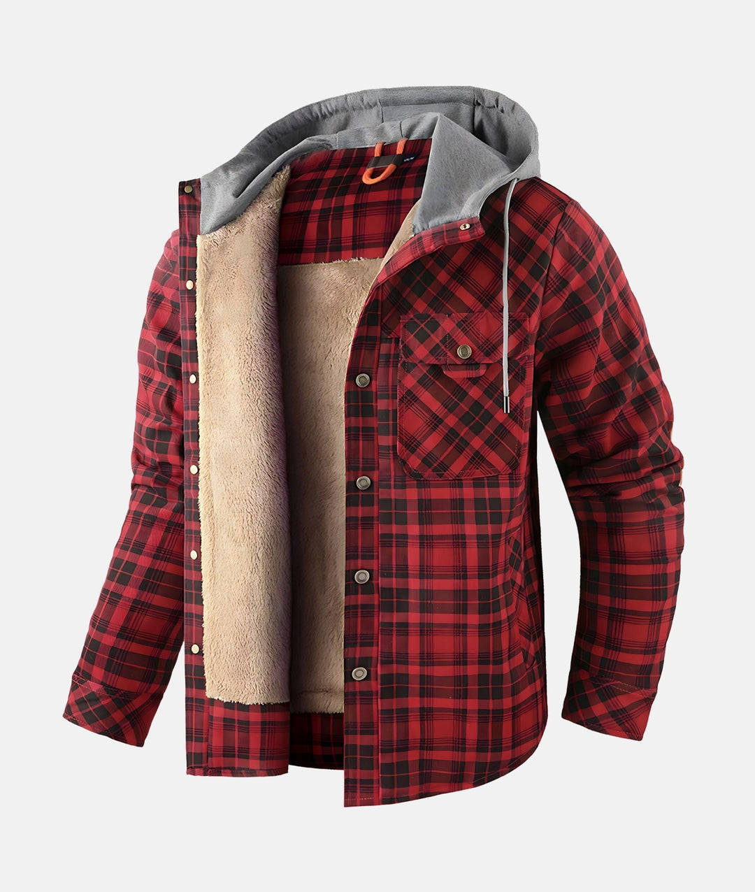 Men's Winter Hooded Shirt Jacket | Plaid