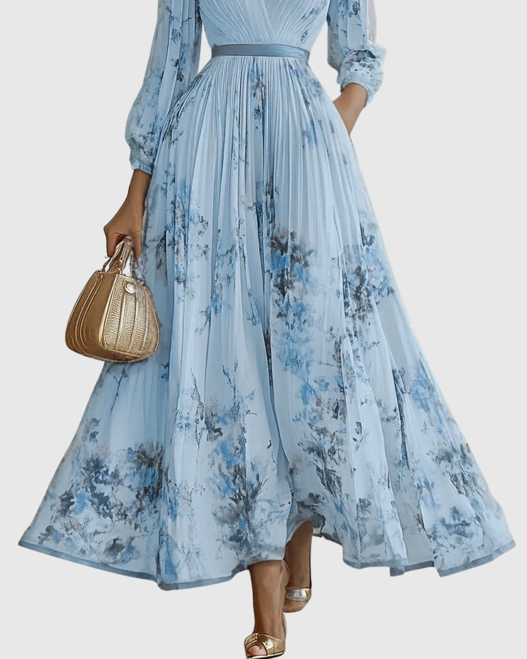 Women's Elegant Wedding Guest Pleated Dress | Maxi