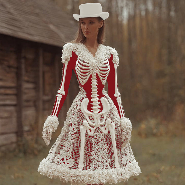 Women's Halloween White Mini Dress | Long Sleeve