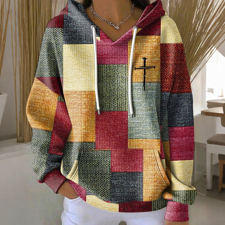 Women's Winter Patchwork Oversized Hoodie | Printed