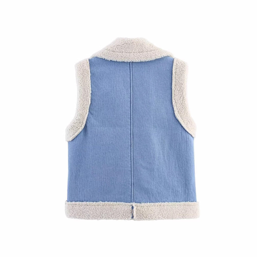 Women's Contrast Trim  Vest | Chest Pocket