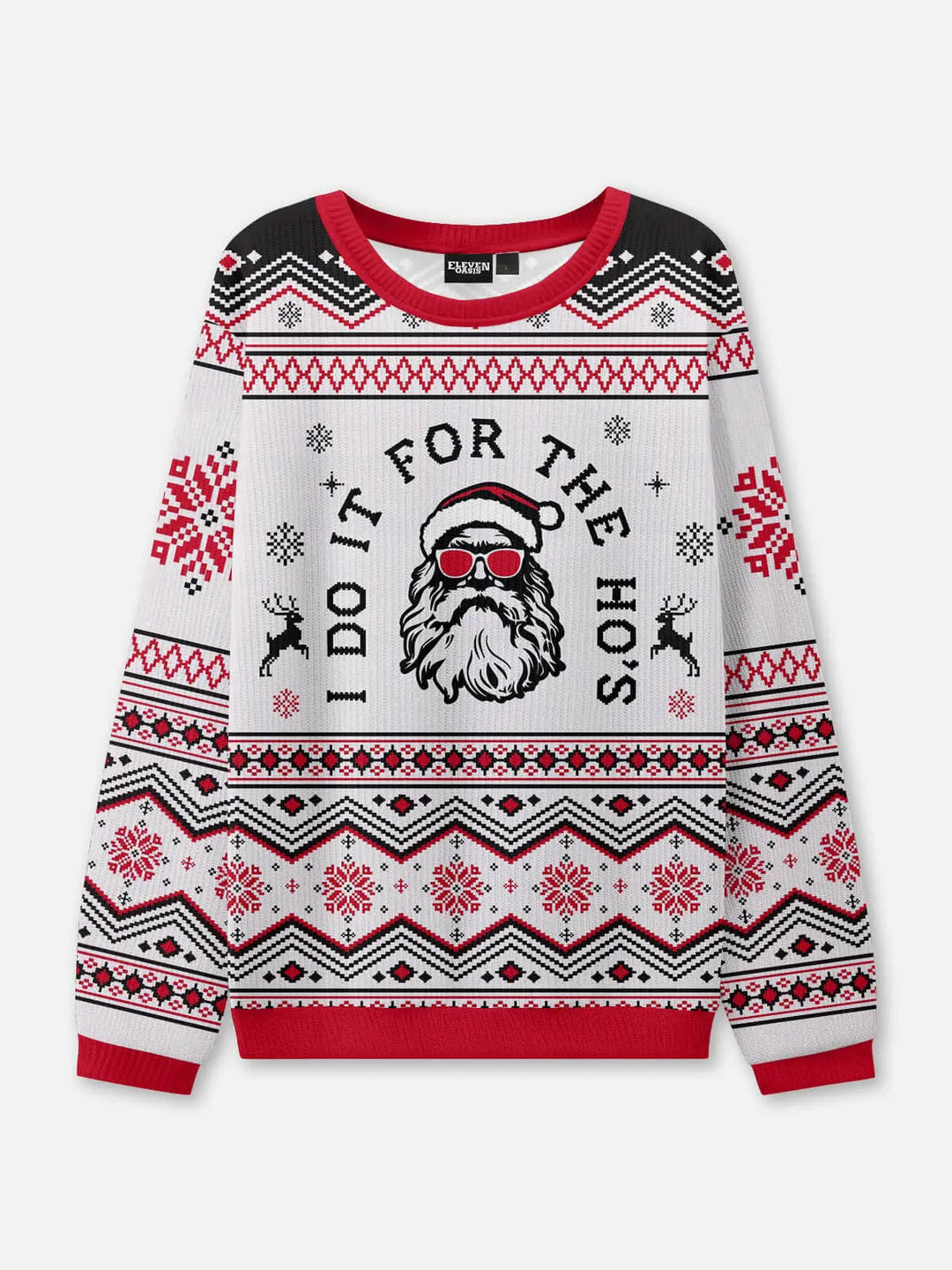Unisex Winter Christmas White Knit Jumper | Round Neck