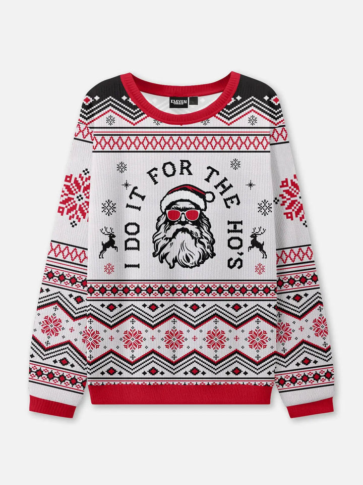 Unisex Winter Christmas White Knit Jumper | Round Neck