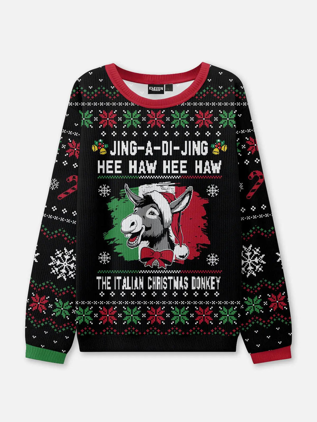 Unisex Christmas Round Neck Knit Jumper | Black