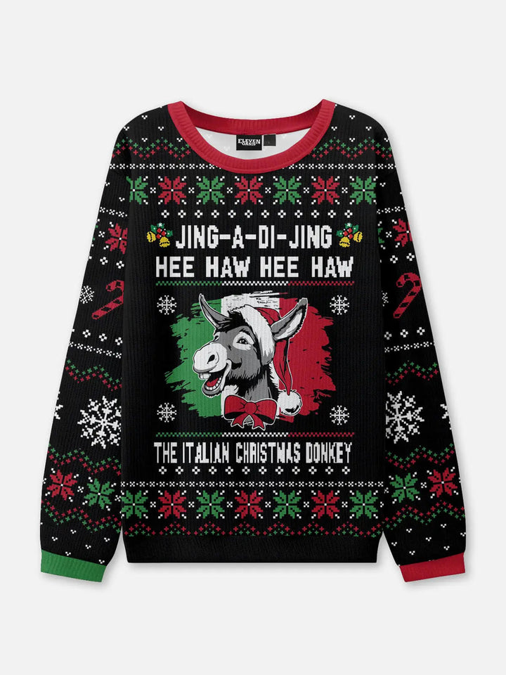 Unisex Christmas Round Neck Knit Jumper | Black