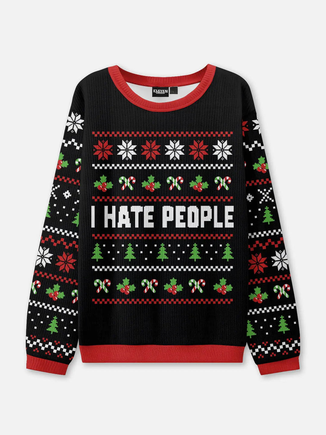 Unisex Black Funny Christmas Knit Jumper | Round Neck