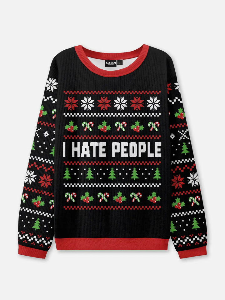 Unisex Black Funny Christmas Knit Jumper | Round Neck