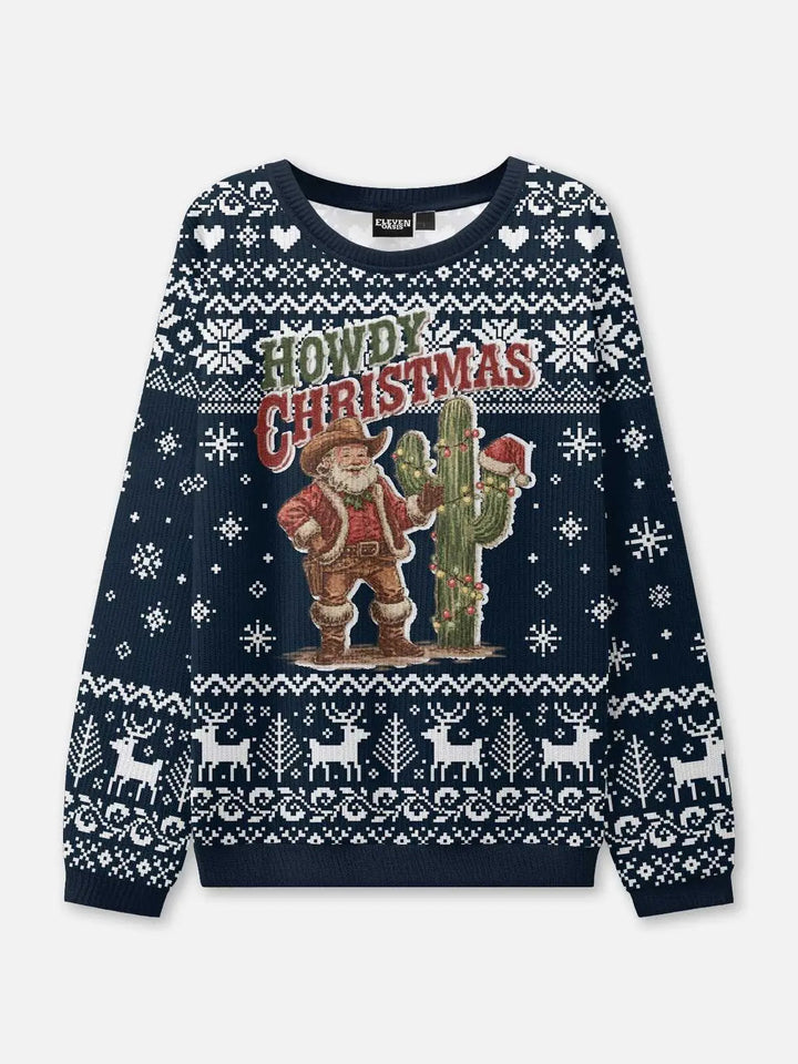 Unisex Round Neck Rib Christmas Knit Jumper | Winter