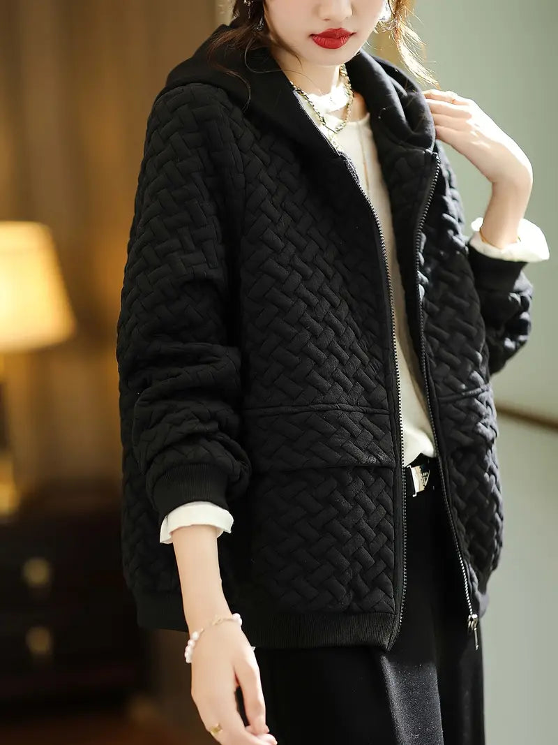Women's Quilted Hooded Winter Jacket | Zip Up