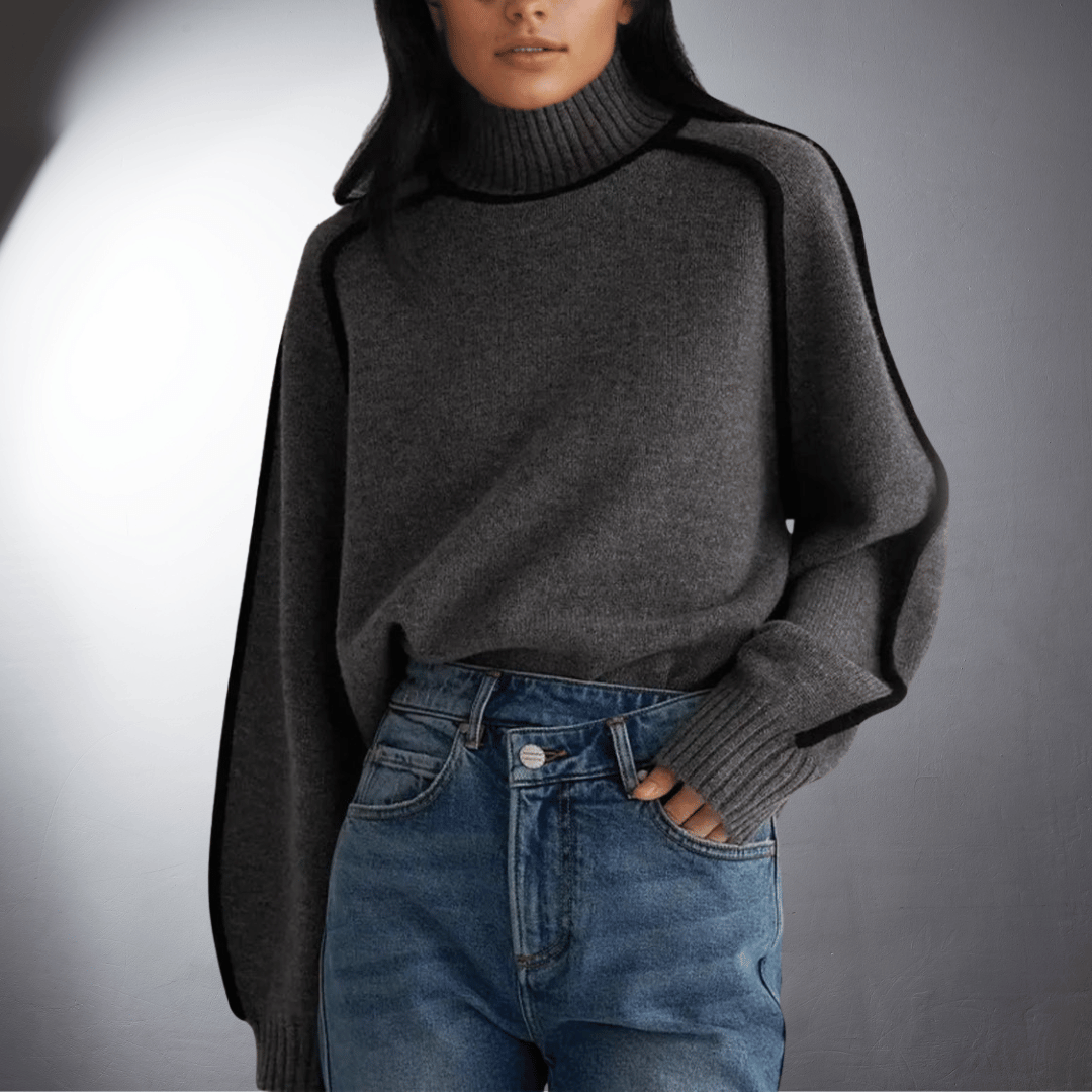 Women's Contrast Turtleneck Jumper | Raglan