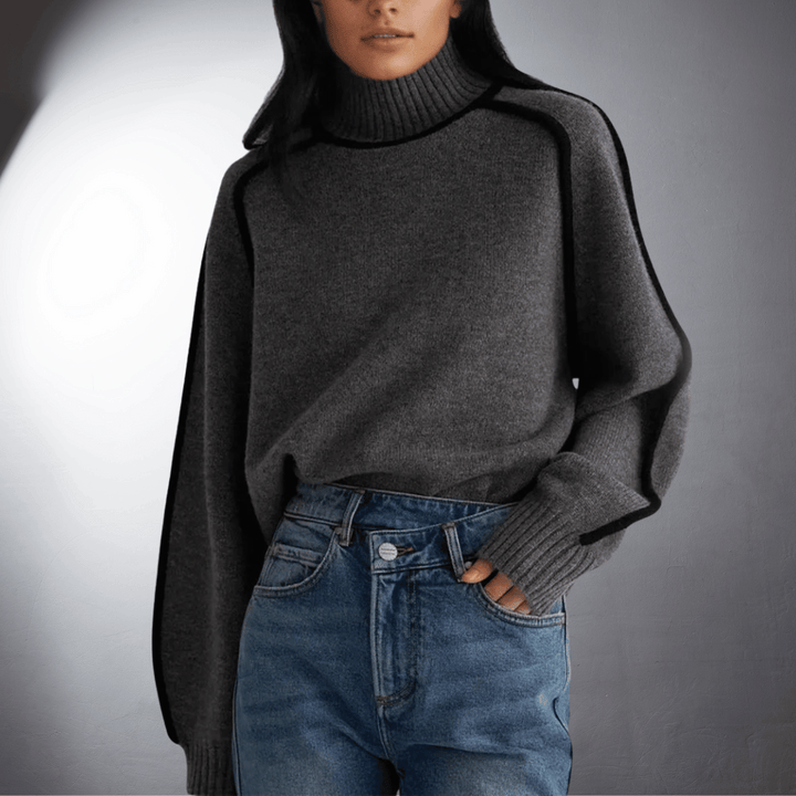 Women's Contrast Turtleneck Jumper | Raglan