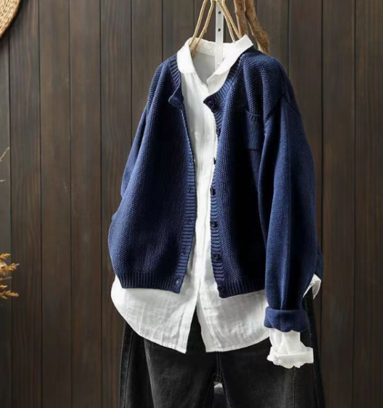Women's Oversized Button Front Cardigan | Chest Pocket