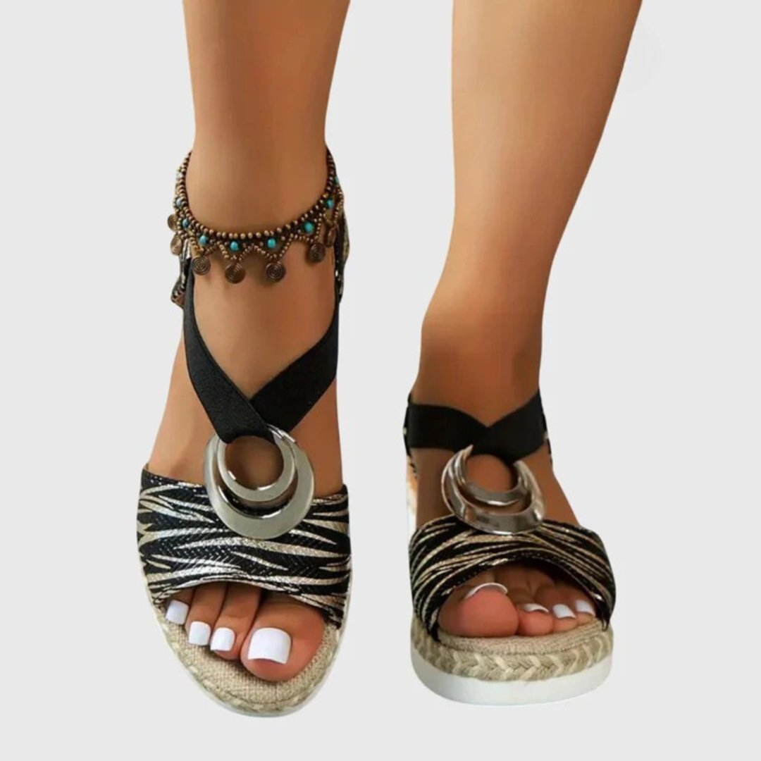 Women's Bohemian Low Wedge Open Toe Sandals | Summer