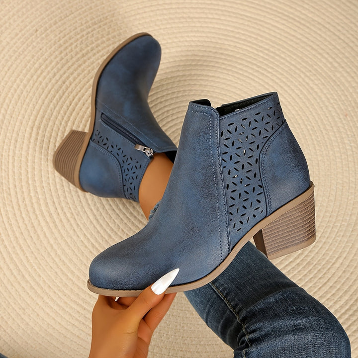 Women's Zipper Pointed Toe Ankle Boots | Block Heel