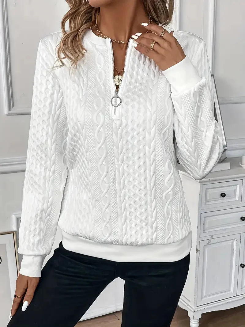 Women's Cable Textured Sweatshirt | Quarter-Zip