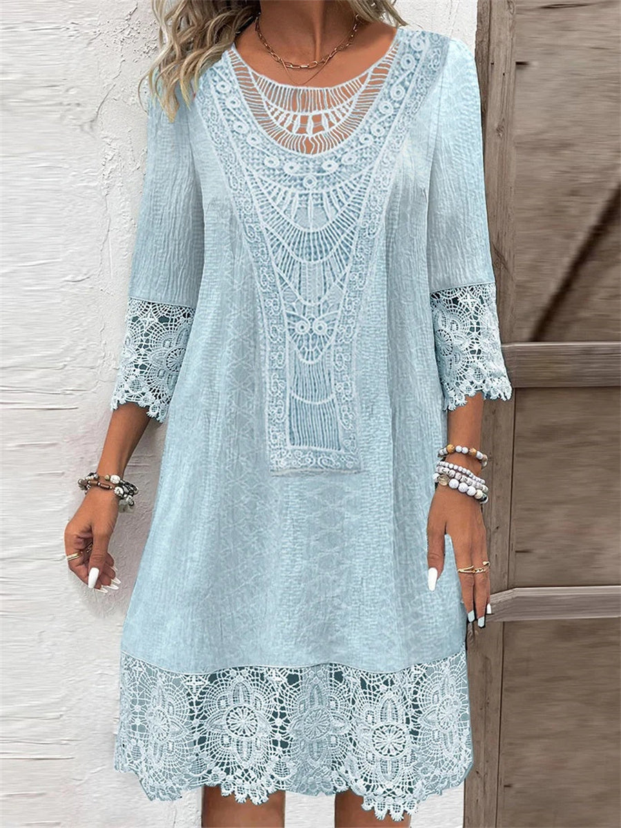 Women's Boho 3/4 Sleeve Summer Dress | Midi