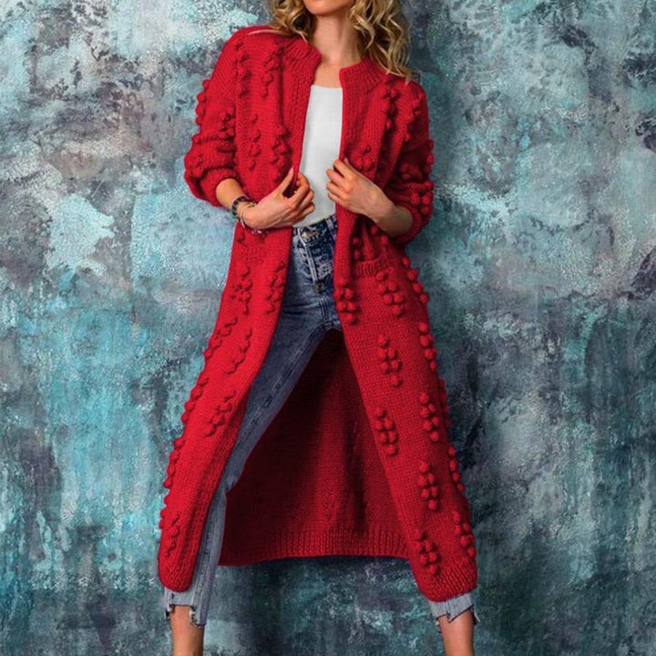 Women's Longline Bobble Knit Cardigan | Open Front