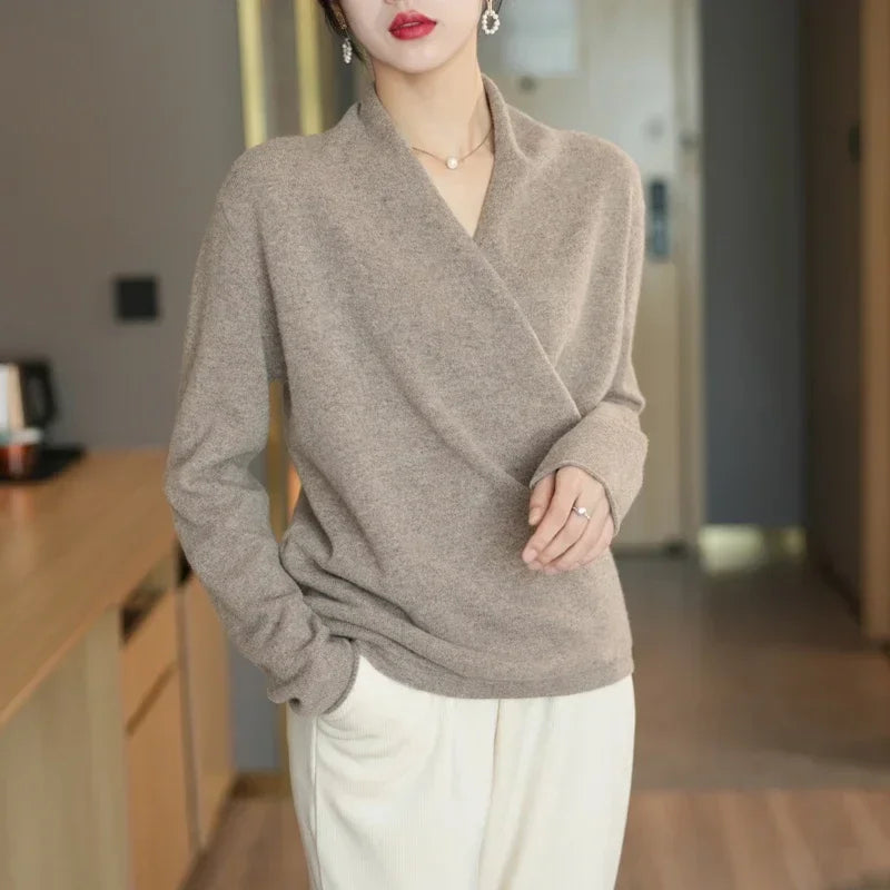 Women's Winter Wrap Knit Jumper | V Neck