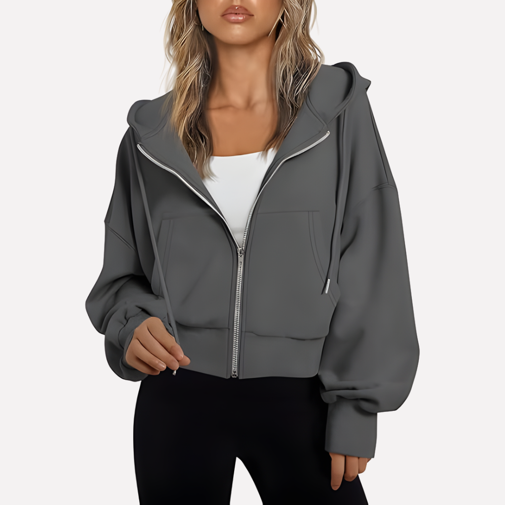 Women's Winter Oversized Zip Up Hoodie | Cropped