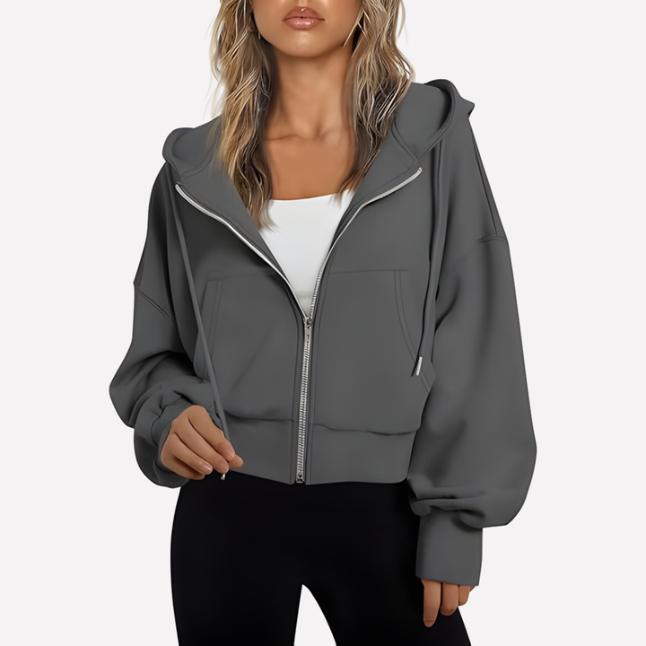 Women's Winter Oversized Zip Up Hoodie | Cropped