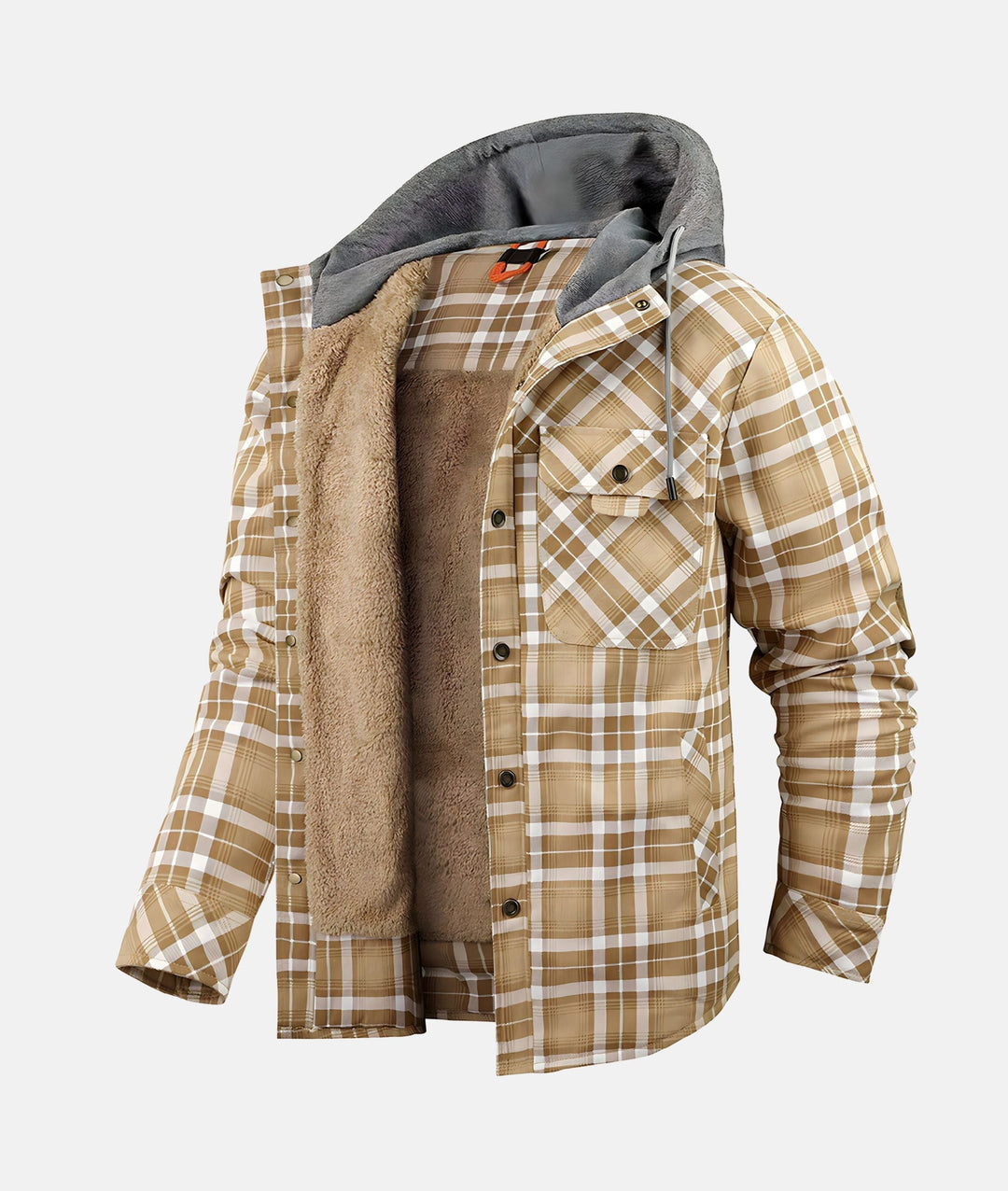 Men's Winter Hooded Shirt Jacket | Plaid