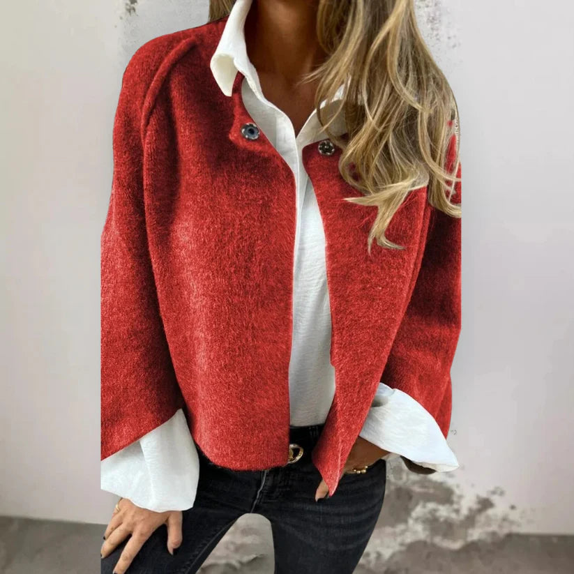 Women's Cropped Stand Collar Jacket | Textured