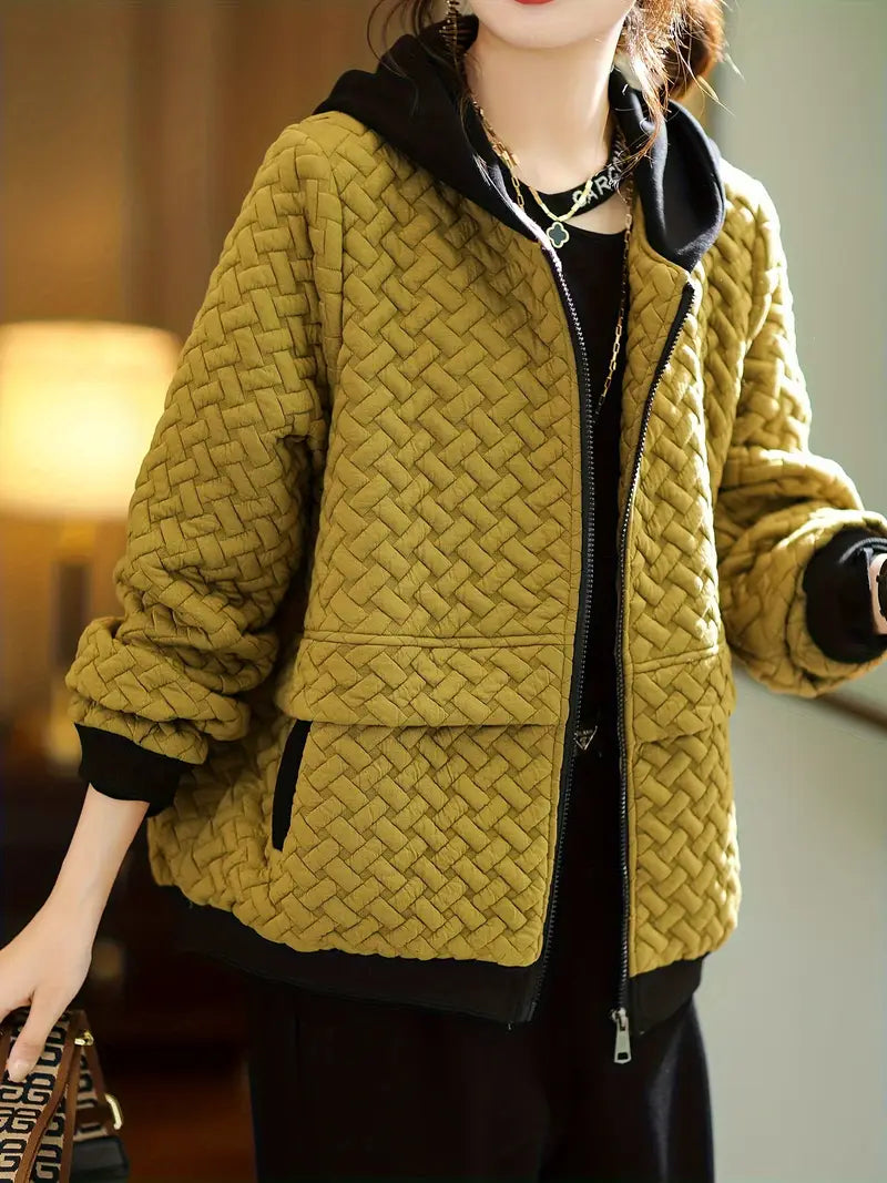 Women's Quilted Hooded Winter Jacket | Zip Up