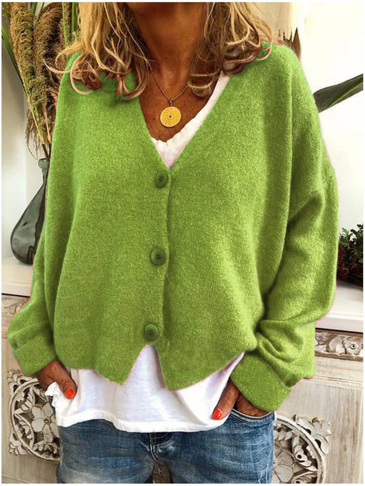Women's Cropped Button Front Cardigan | V-Neck