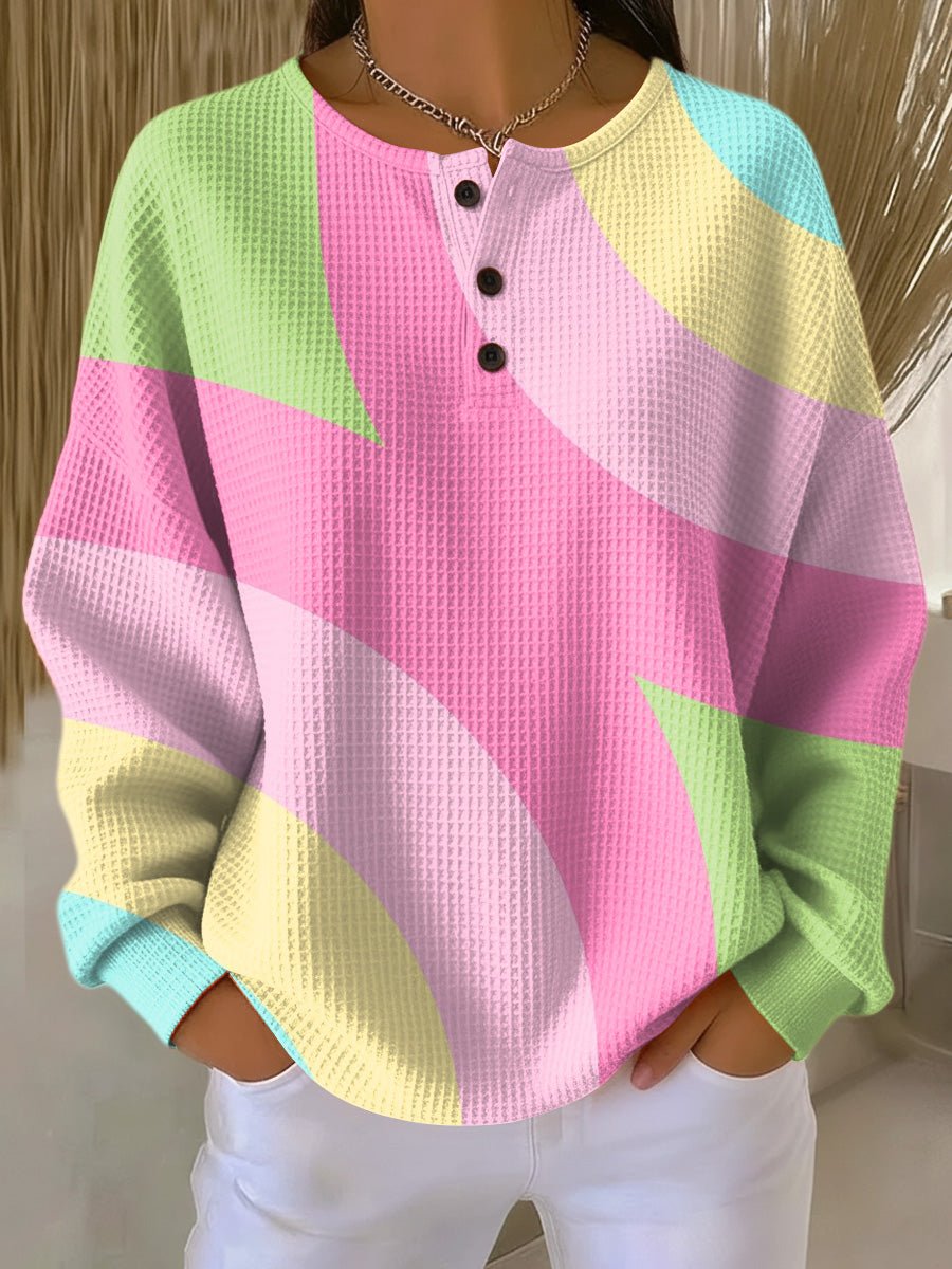 Women's Oversized Waffle Knit Jumper | Henley